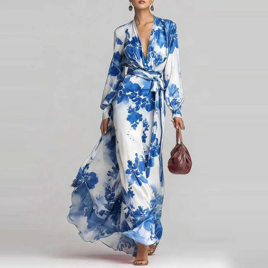Floral Maxi Dress | Women's Chiffon V-Neck Long-Sleeve, product image 2