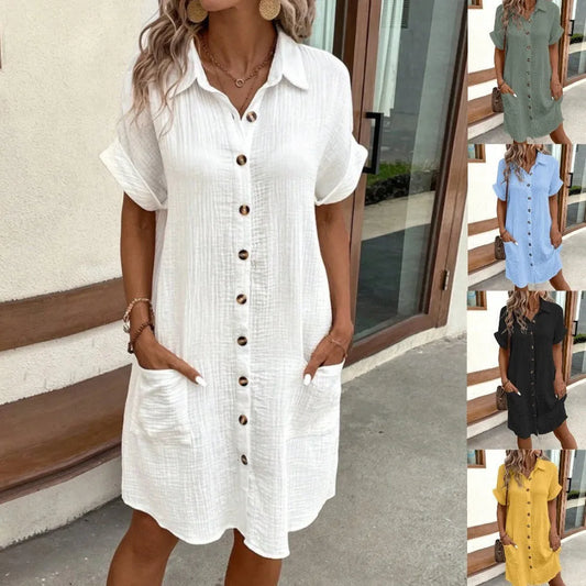 Mini Dress | Women's Button-Front Casual Emilia — product view 2