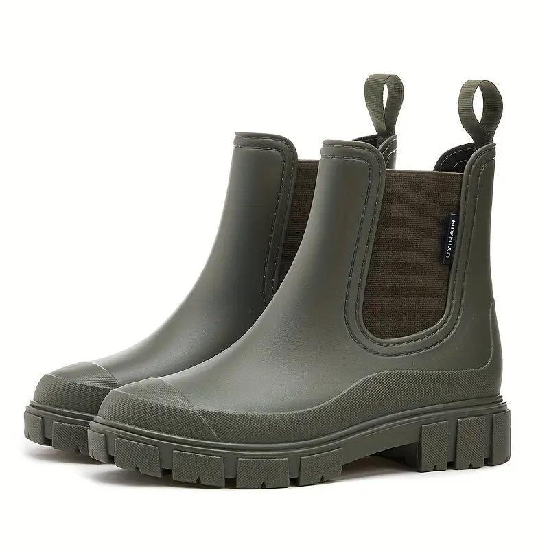 Women's Waterproof Chelsea Boots Slip-On Casual Everyday Ankle Boot — Color: Green