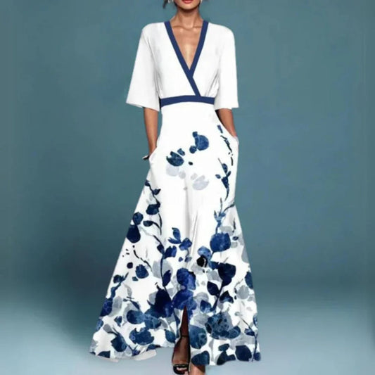 Eleanor | Women's Floral-Embroidered V-Neck Maxi Dress – product image 2