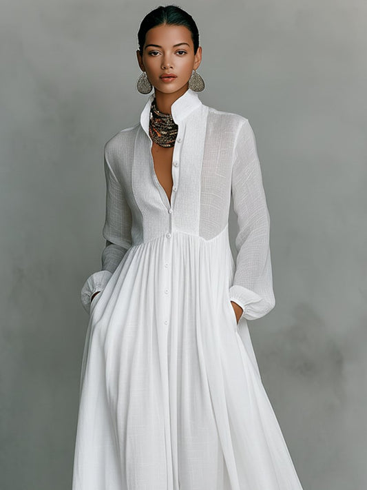 Luna | Women's Button-Front Long-Sleeve Maxi Dress – product image 2