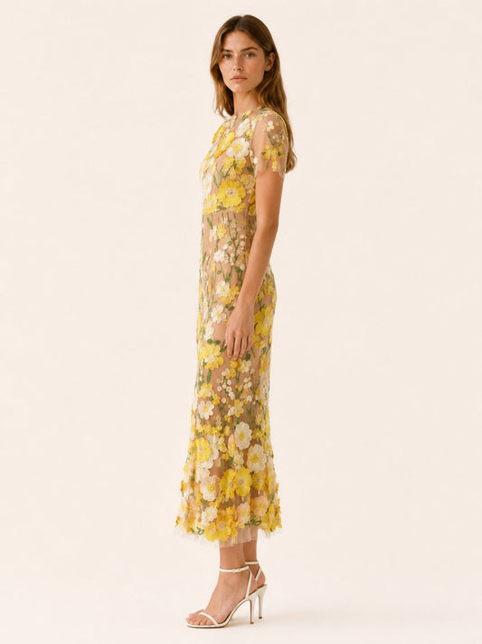 Penelope | Women's Floral-Appliqué Embroidered Maxi Dress – product image 2