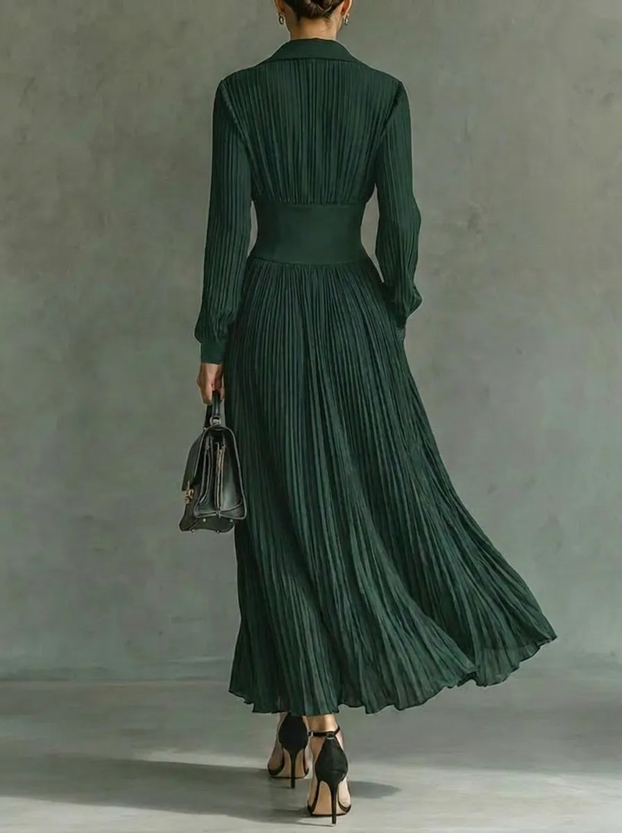 Maxi Dress | Women's Long-Sleeve Pleated Collared, product image 6