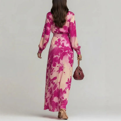 Floral Maxi Dress | Women's Chiffon V-Neck Long-Sleeve, product image 4