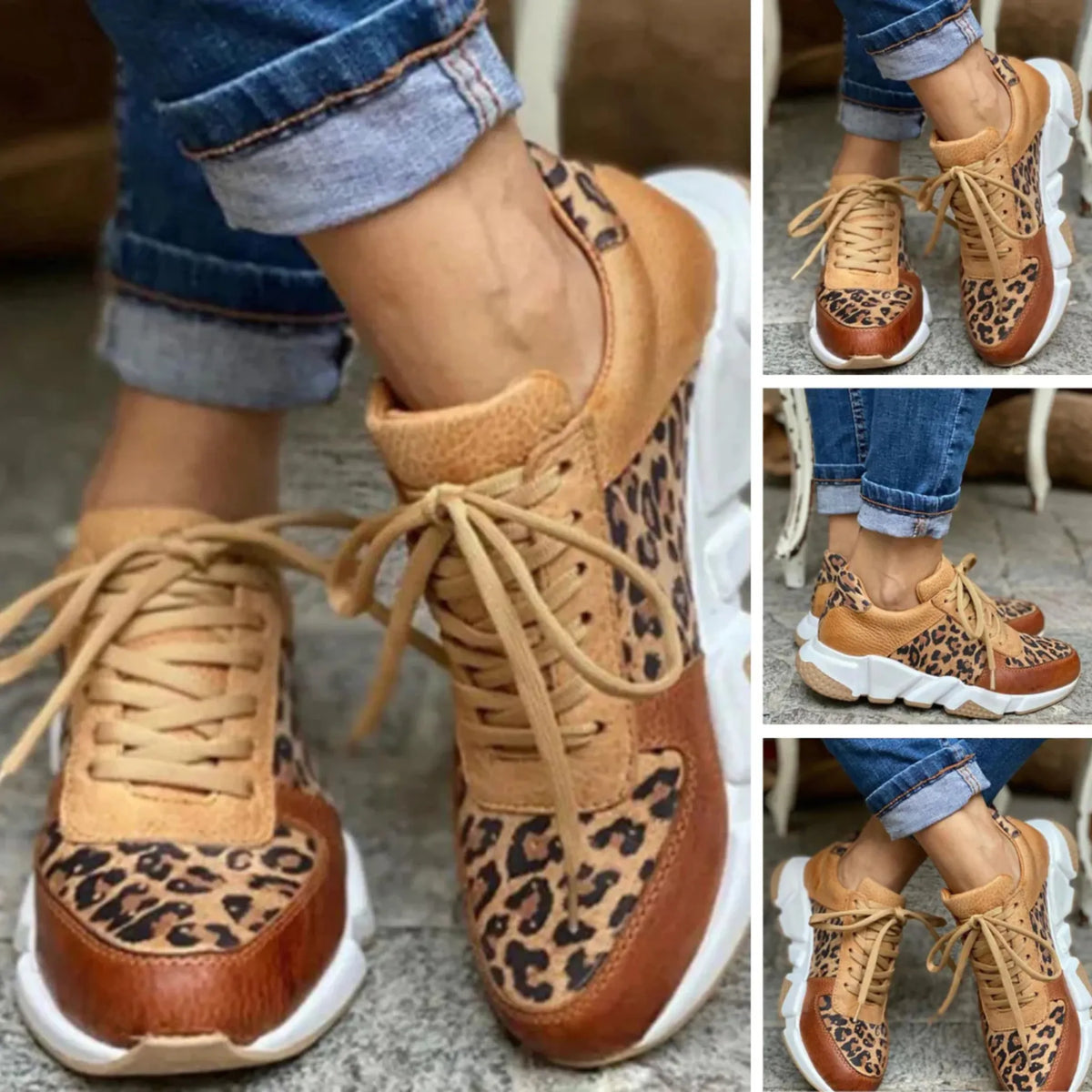 Women's Sneakers | Lace-Up Leopard Print — product view 4