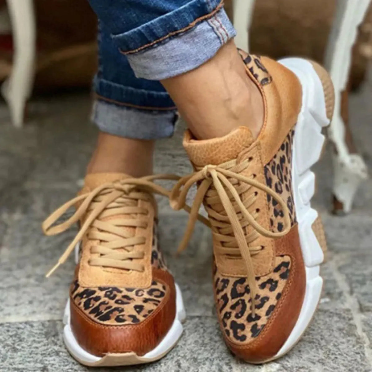 Women's Sneakers | Lace-Up Leopard Print — product view 3