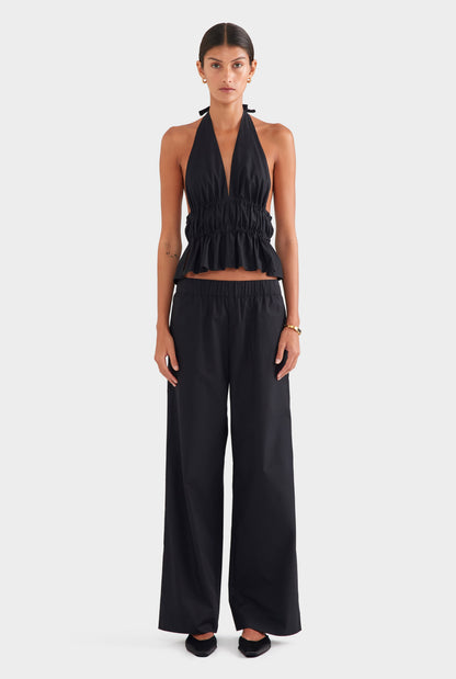 Effortless Women's Black Cotton Halter Top — product view 2