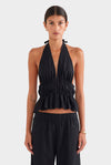 Effortless Women's Black Cotton Halter Top — product view 1