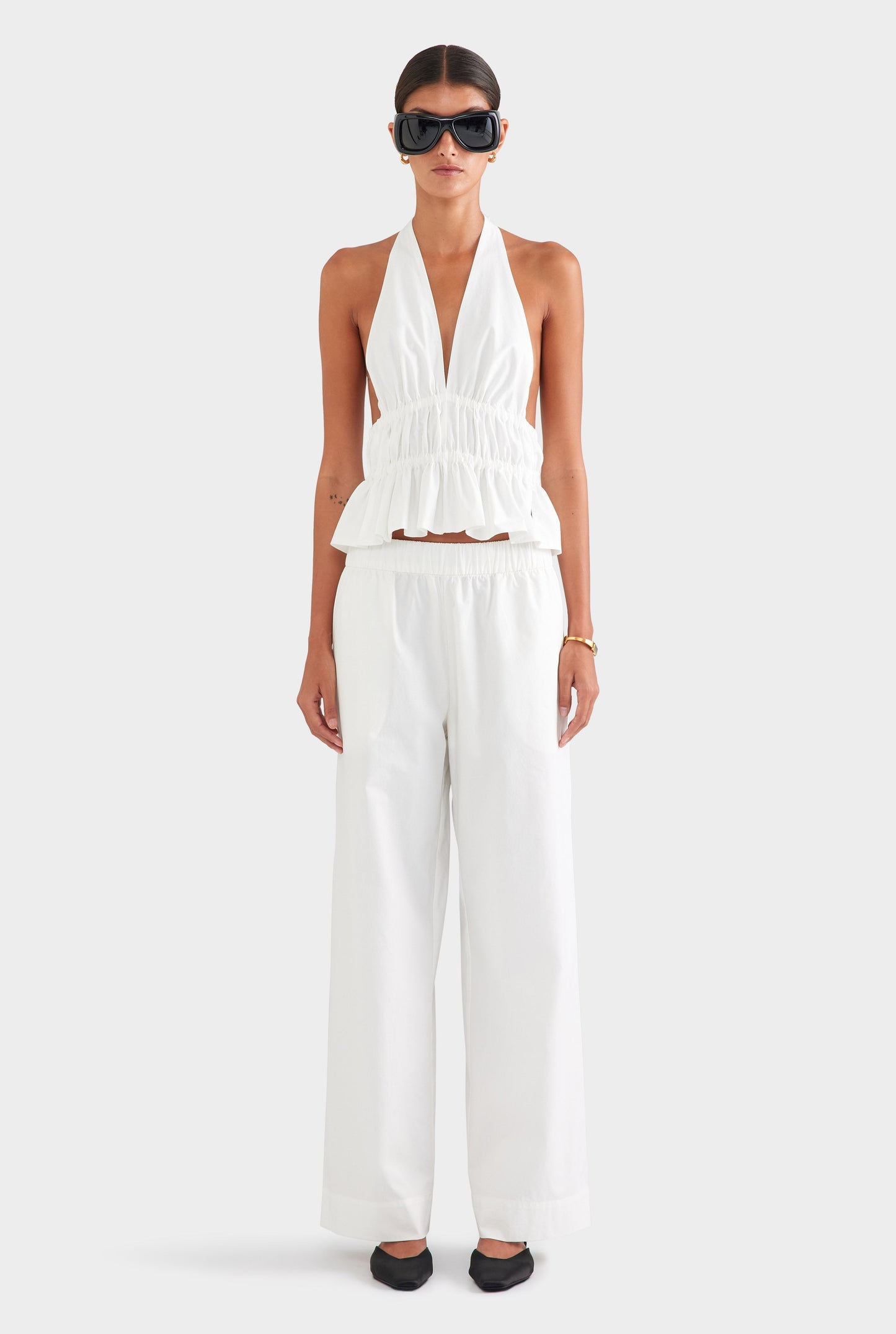 Effortless Women's White Cotton Halter Top — product view 2