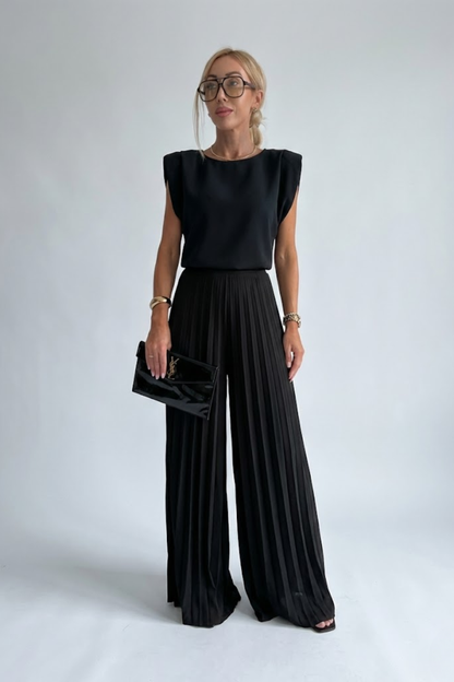 Maruja two-piece top and pleated trouser set - Sela Look