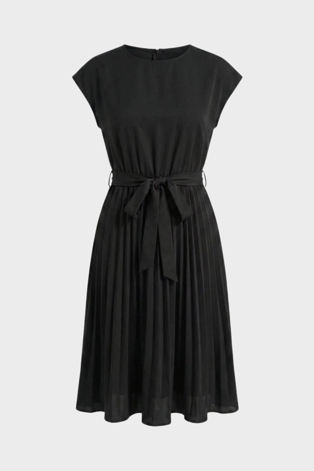 Elegant Pleated Belted Formal Midi Dress — product view 5