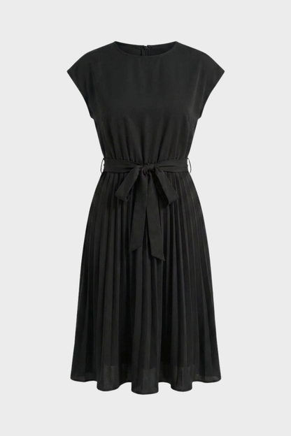 Elegant Pleated Belted Formal Midi Dress — product view 5
