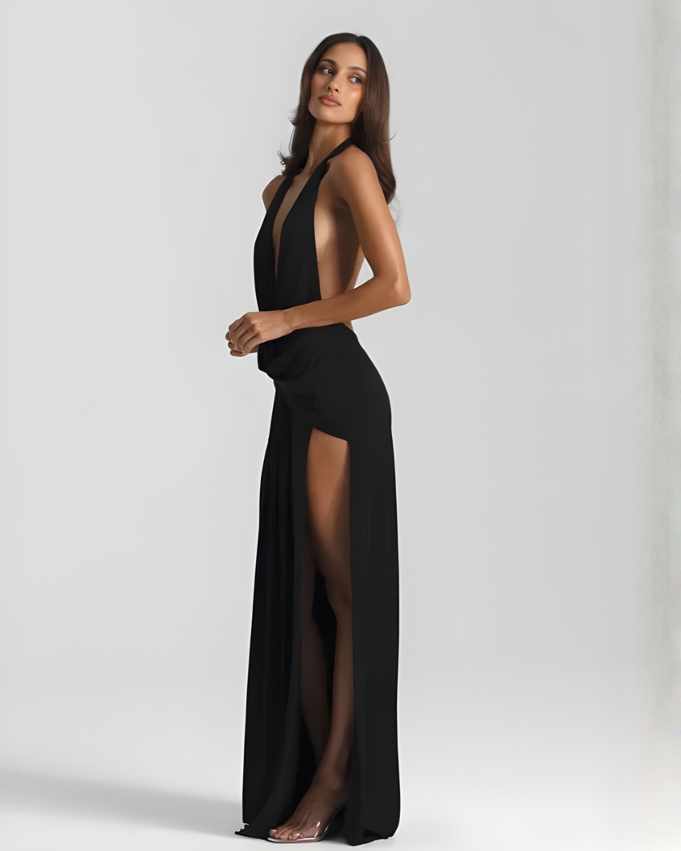 Mila | Halter-Neck Backless Maxi Dress