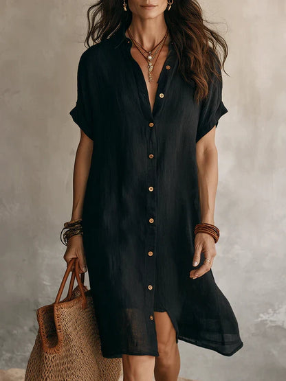Effortless Linen Summer Midi Shirt Dress — product view 2