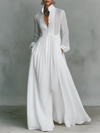 Refined Cotton-Linen Button-Front Long-Sleeve Maxi Dress — product view 1
