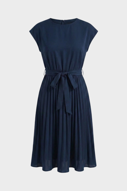 Elegant Pleated Belted Formal Midi Dress — product view 8