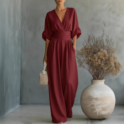Effortless Women's Linen V-Neck Wide-Leg Jumpsuit — product view 6