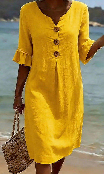 Breezy Linen Short-Sleeve Summer Midi Dress — product view 7