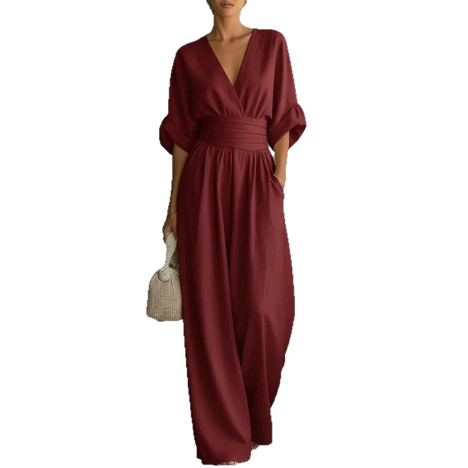 Effortless Women's Linen V-Neck Wide-Leg Jumpsuit — product view 8