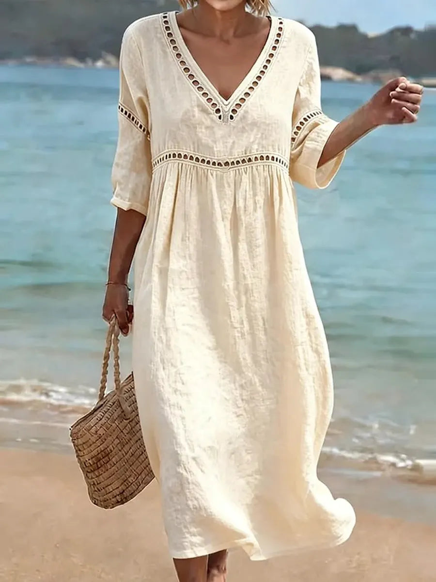 Breezy Women's V-Neck Cotton Midi Dress — product view 2