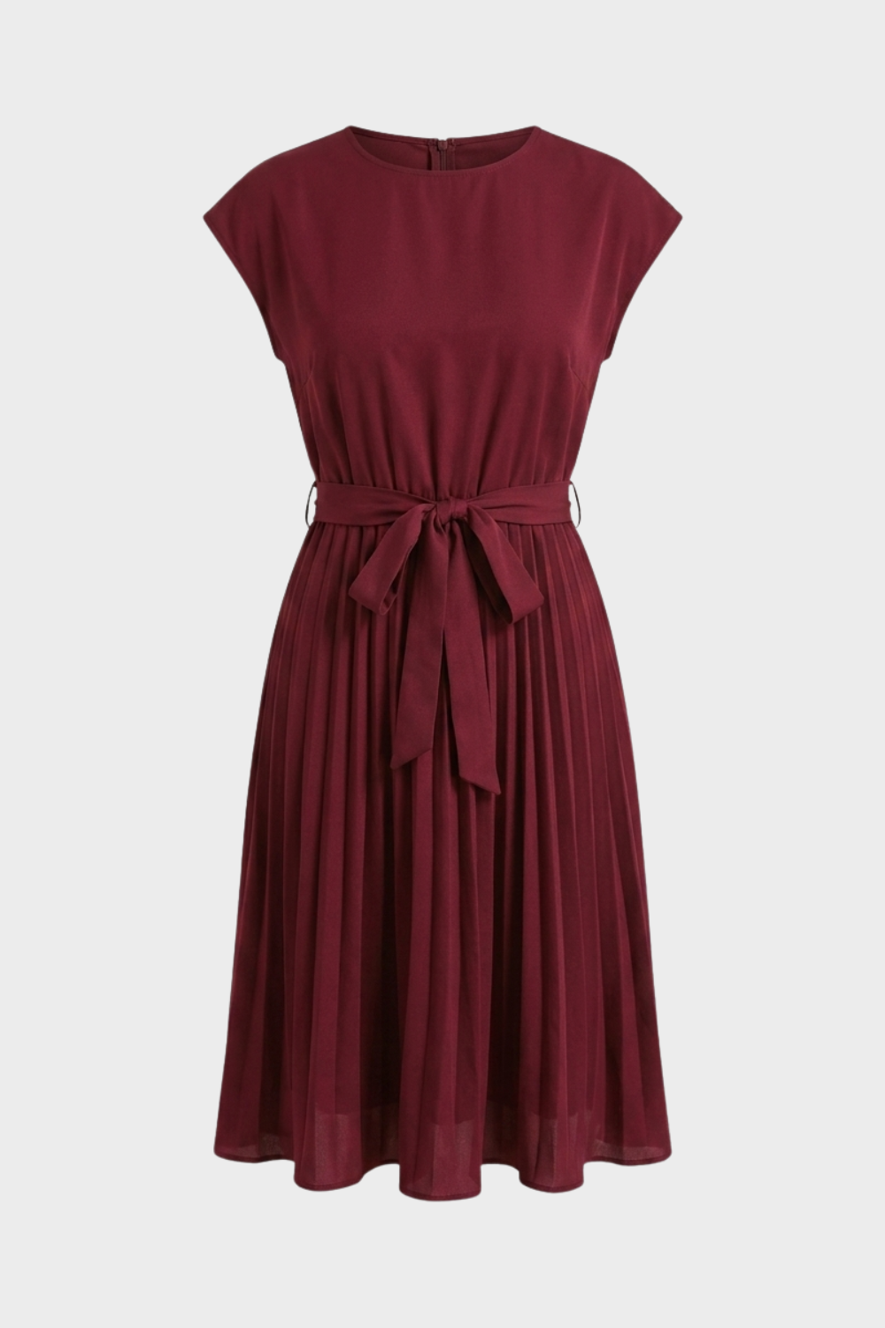 Elegant Pleated Belted Formal Midi Dress — product view 6