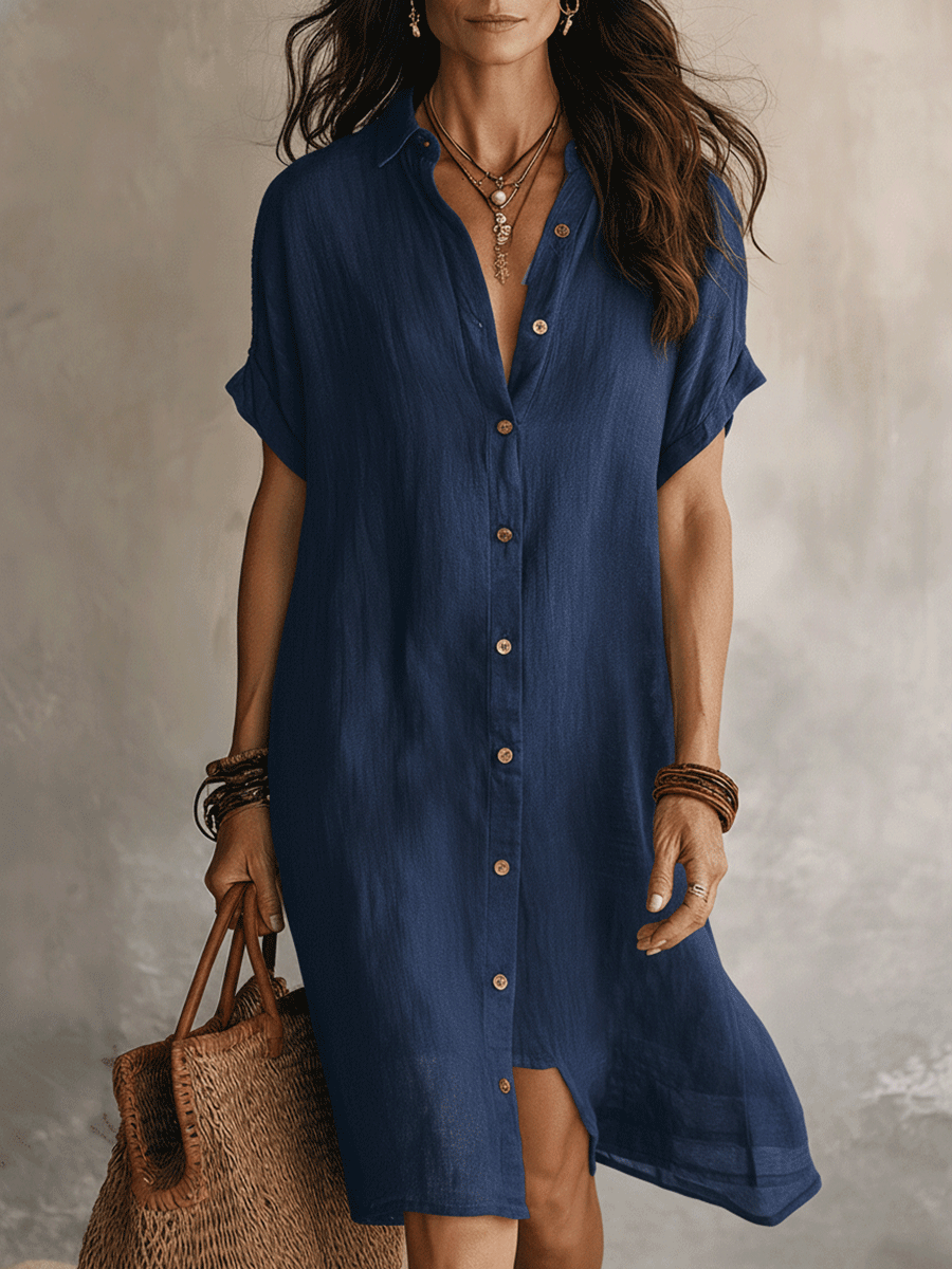 Effortless Linen Summer Midi Shirt Dress — product view 3