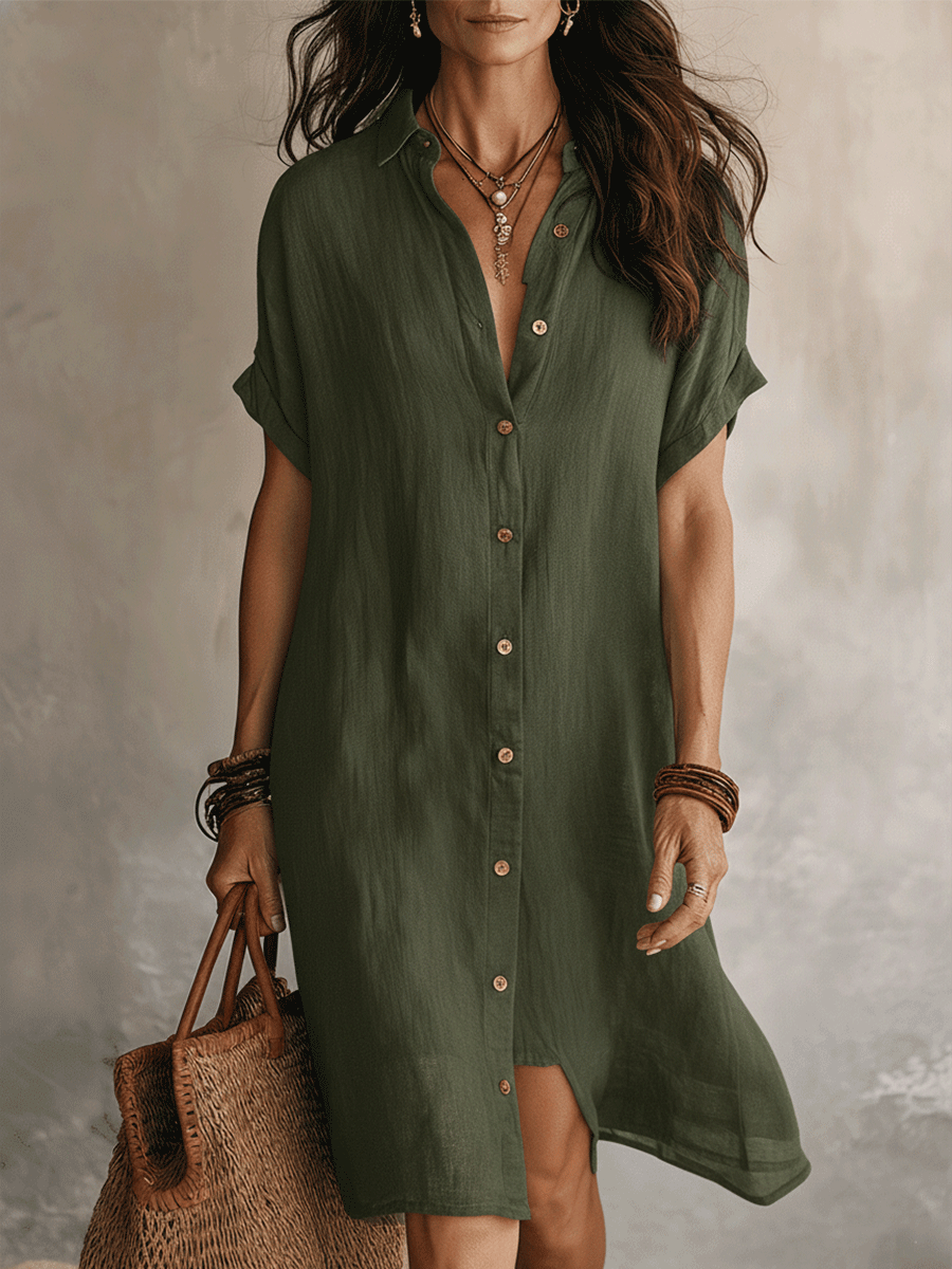 Effortless Linen Summer Midi Shirt Dress — product view 4