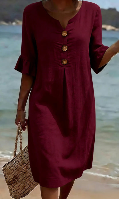 Breezy Linen Short-Sleeve Summer Midi Dress — product view 11