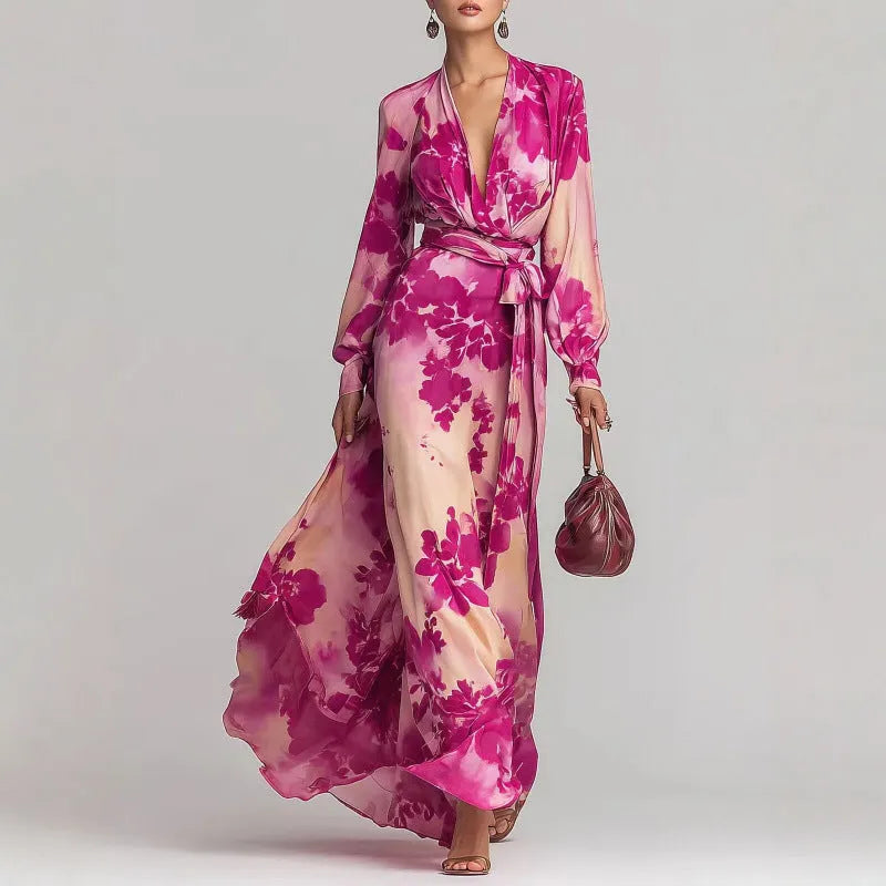 Floral Maxi Dress | Women's Chiffon V-Neck Long-Sleeve, product image 7