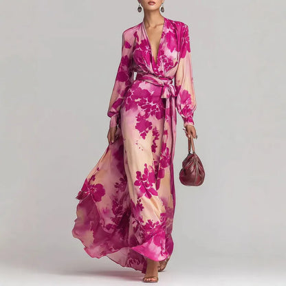 Floral Maxi Dress | Women's Chiffon V-Neck Long-Sleeve, product image 7
