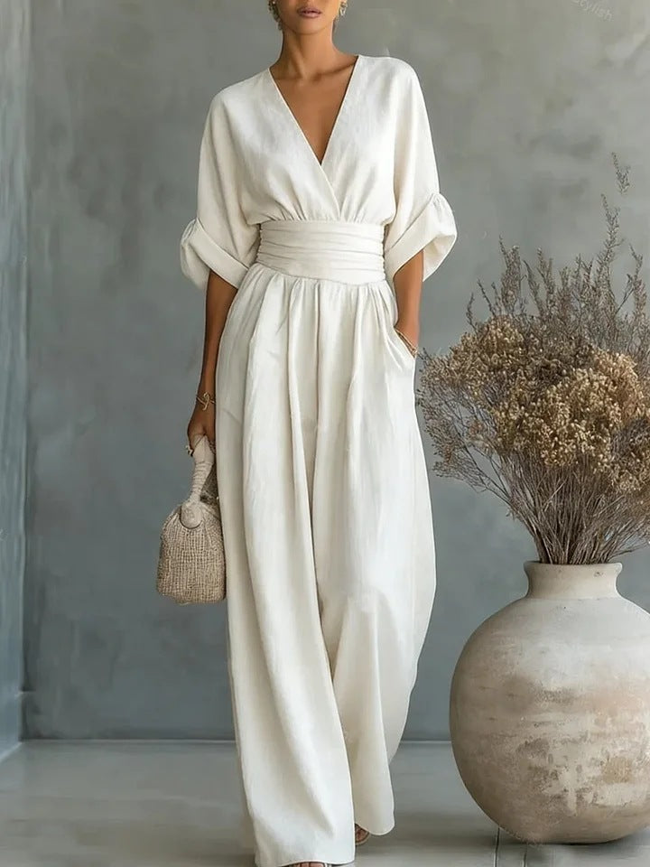 Elegant Women's Formal V-Neck Wide-Leg Jumpsuit — product view 9