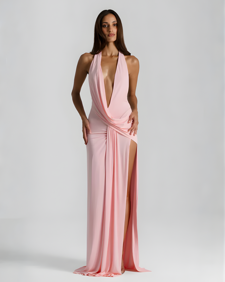 Mila | Halter-Neck Backless Maxi Dress