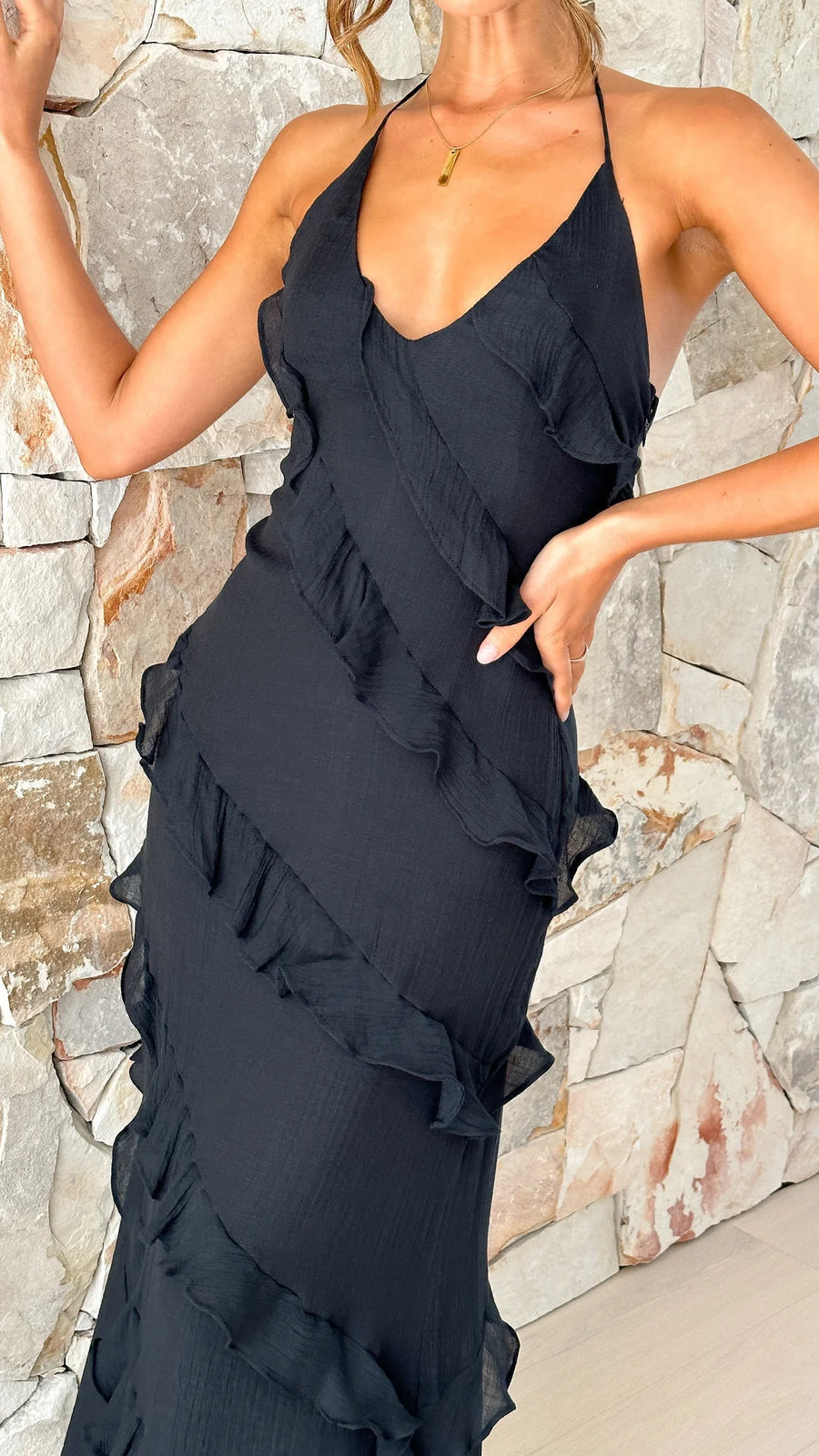Elegant Flowy Formal Evening Maxi Dress — product view 4