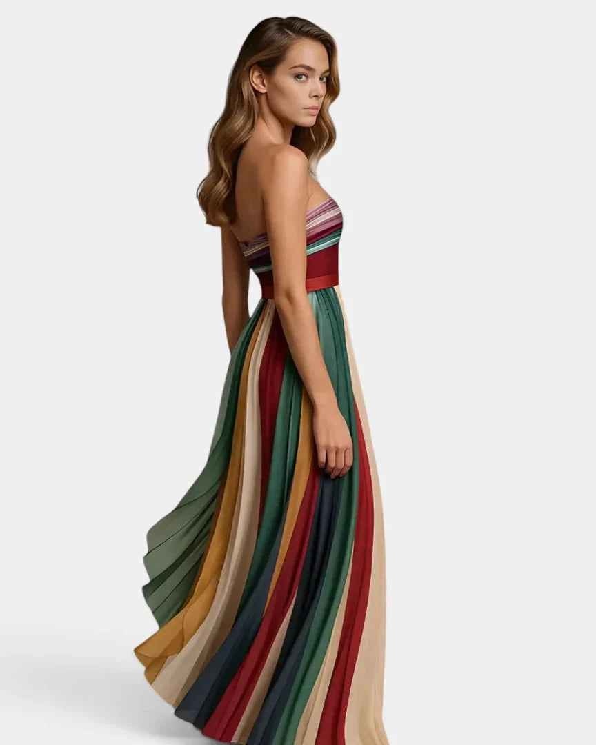 Glamorous Multicolour Pleated Formal Evening Maxi Dress — product view 2