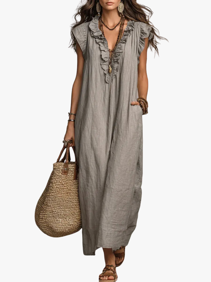 Effortless Ruffle-Sleeve Flowy Boho Maxi Dress — product view 1