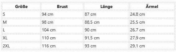 Bailey dress size chart in centimetres; translated measurements appear in the product description