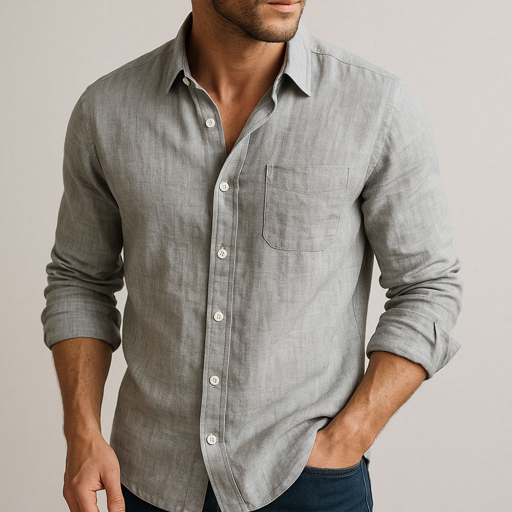 Breezy Men's Long-Sleeve Summer Linen Shirt — product view 2