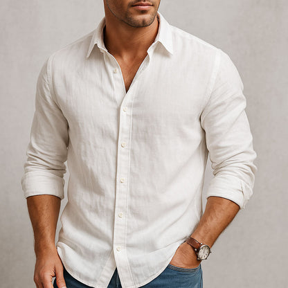 Breezy Men's Long-Sleeve Summer Linen Shirt — product view 4