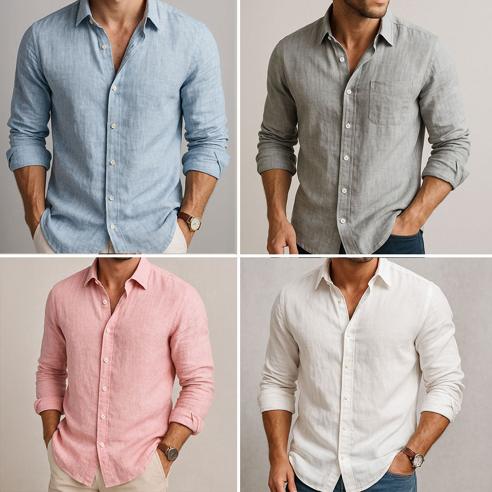 Breezy Men's Long-Sleeve Summer Linen Shirt — product view 5