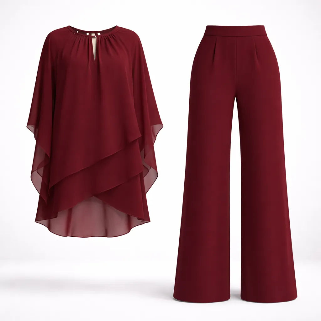 Giovanna | Layered Top and Wide-Leg Trousers Set, product image 3