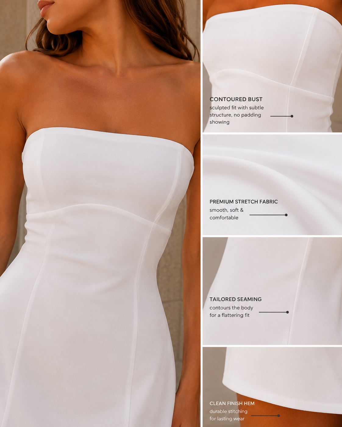 Striking Black and White Structured Mini Dress — product view 5