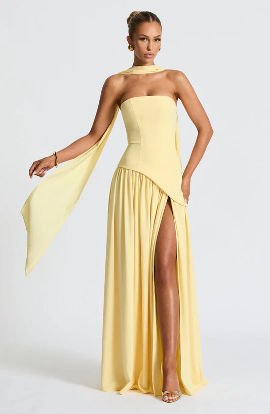 Crimson | Strapless Maxi Gown with Scarf, product image 1