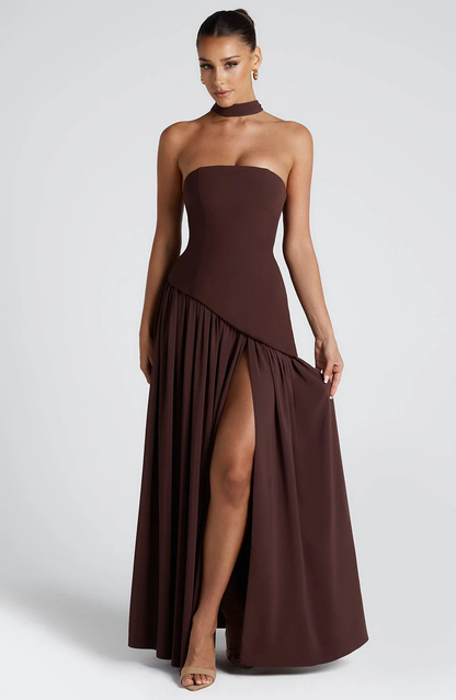Crimson | Strapless Maxi Gown with Scarf