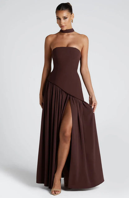 Crimson | Strapless Maxi Gown with Scarf, product image 8