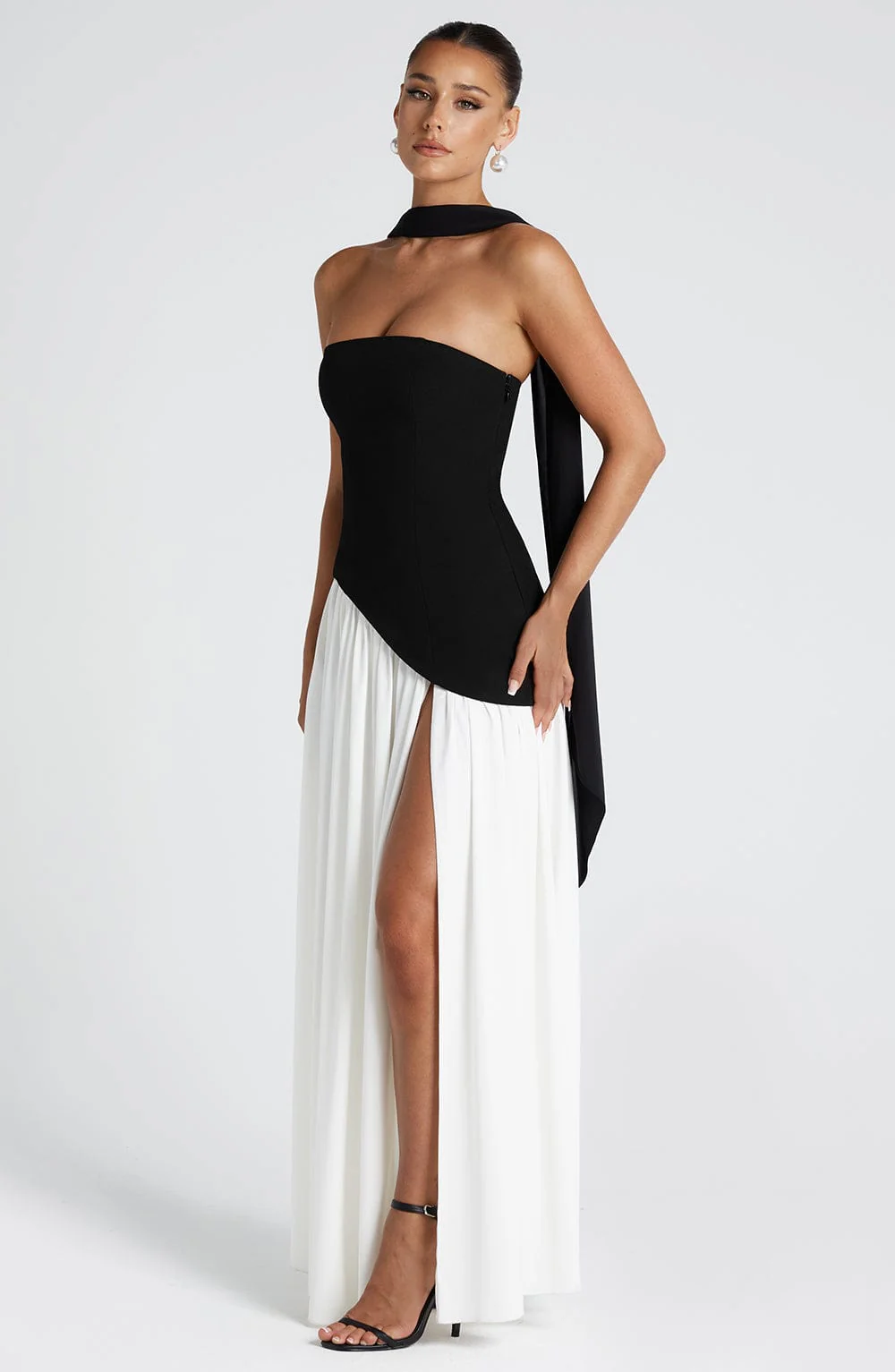Crimson | Strapless Maxi Gown with Scarf
