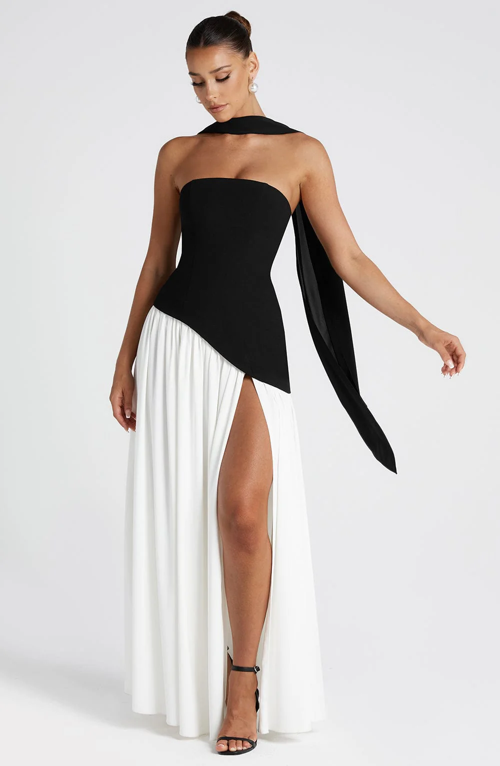 Crimson | Strapless Maxi Gown with Scarf