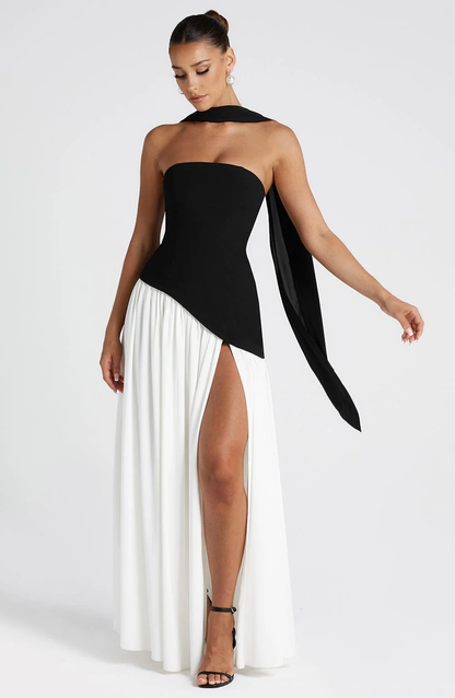 Crimson | Strapless Maxi Gown with Scarf