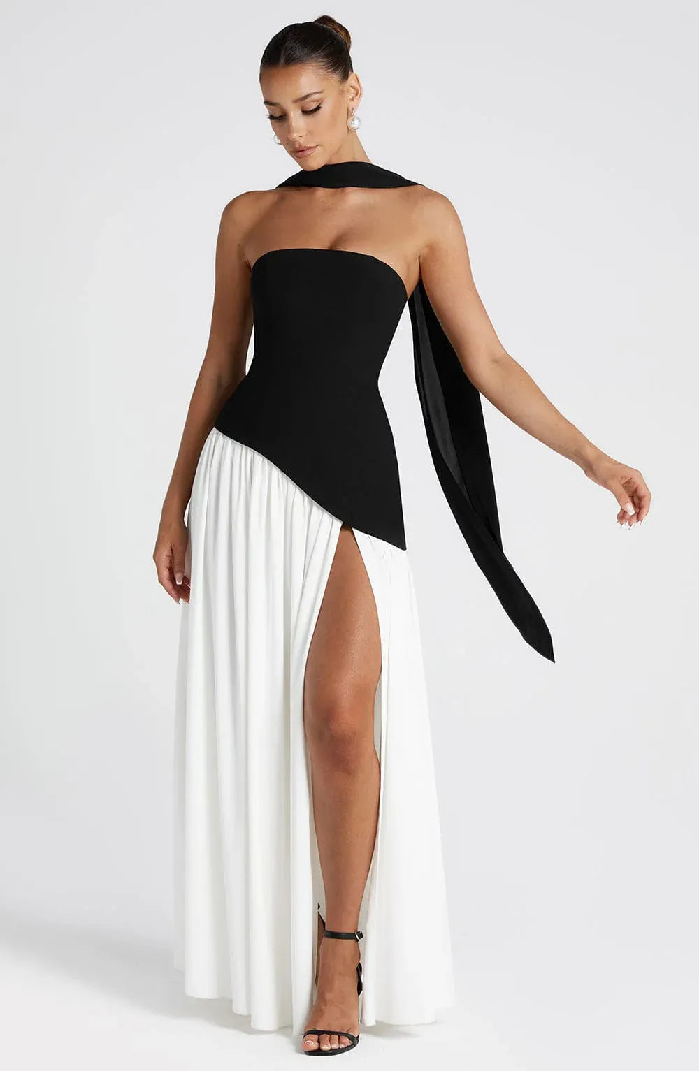Crimson | Strapless Maxi Gown with Scarf, product image 10
