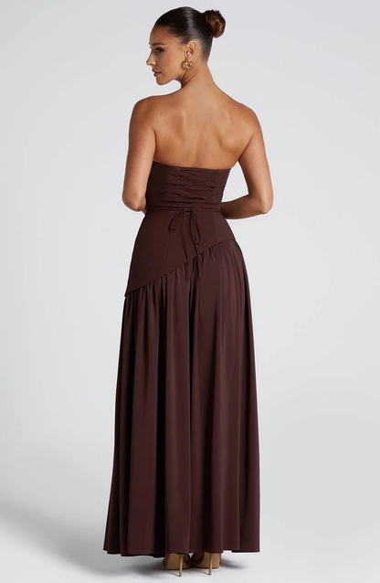 Crimson | Strapless Maxi Gown with Scarf