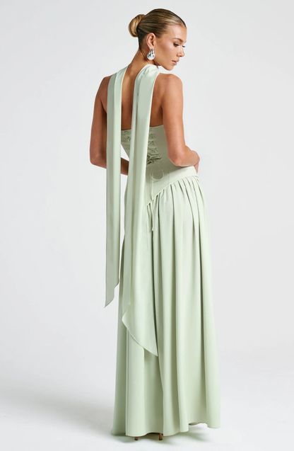 Crimson | Strapless Maxi Gown with Scarf